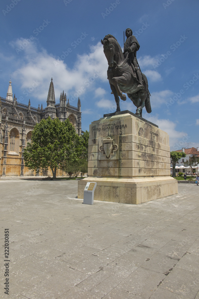 Statue of Nuno Alvares Pereira on a horse in Batalha