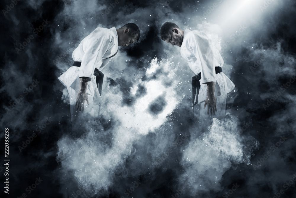 Fototapeta Dwóch mężczyzn walczących karate