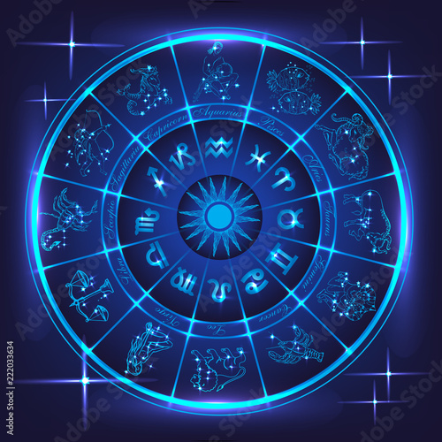 Blue horoscope circle