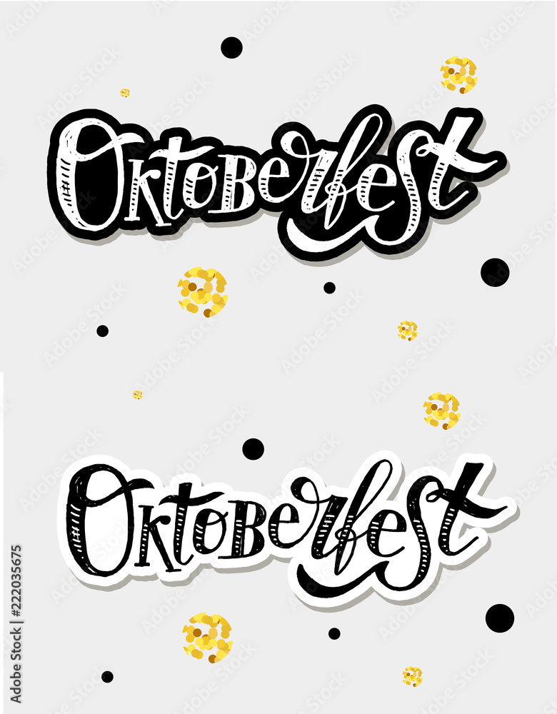 Obraz premium Oktoberfest lettering Calligraphy Brush Text Holiday Vector Sticker