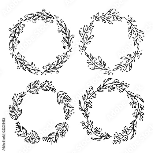 Hand drawn vector illustration - Laurels and wreaths. Design elements for invitations, greeting cards, quotes, blogs, posters and more. Perfect For Wedding Frames.