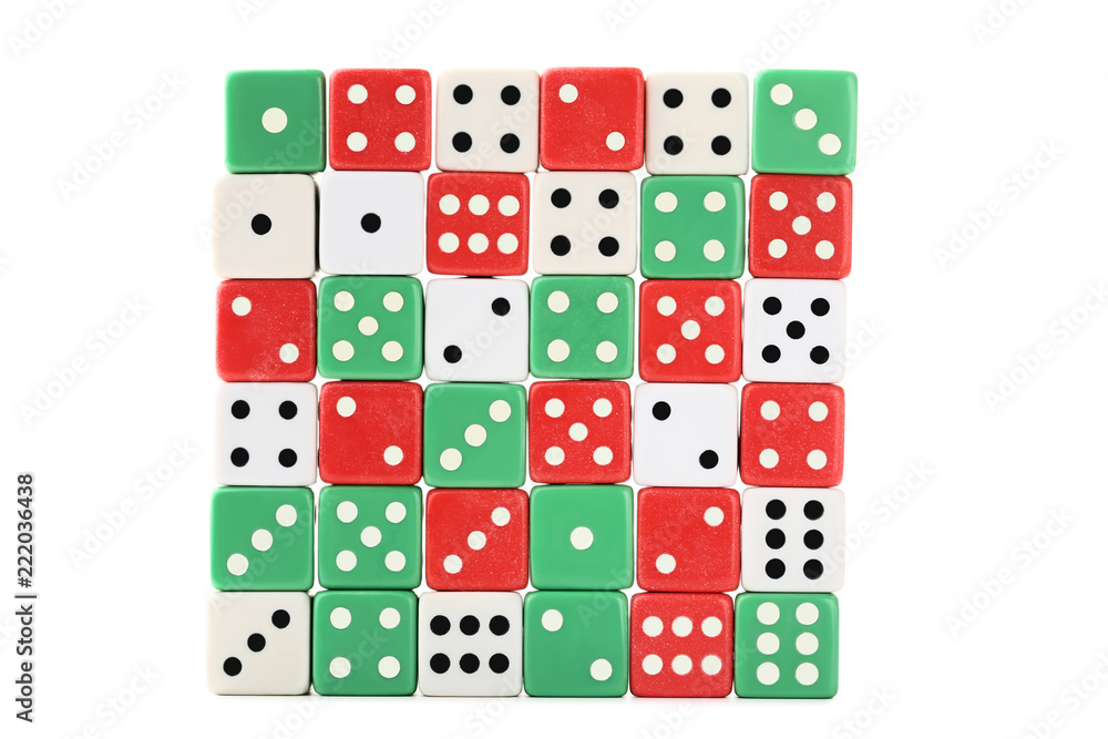 Colourful dice isolated on white background Colourful dice isolated on white background