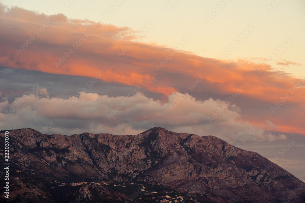 Beautiful landscape of Budva. Montenegro. Sea and mountains