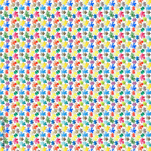 puzzle pattern seamless background. Pieces of puzzle. Watercolor hand drawn illustration.