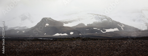 Kaldidalur valley, road 52 to Fanntófell, Iceland highlands, with rough volcanic landscape  photo