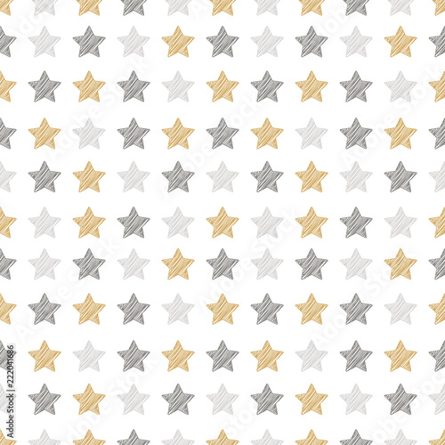 christmas stars seamless pattern scribble drawing white isolated background