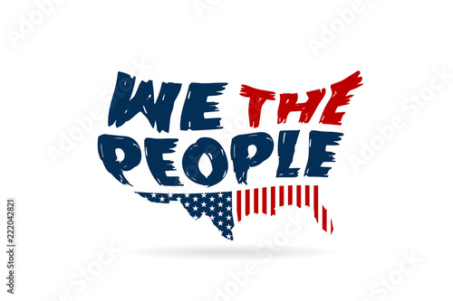 We The People Constitution word in USA map
