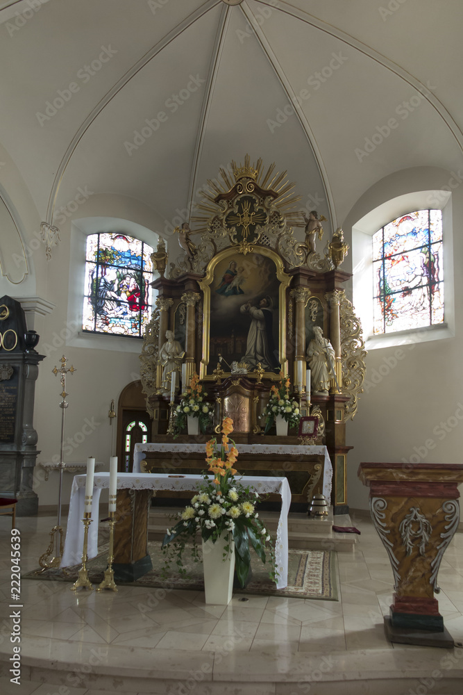Kamien Slaski, Poland, August 28, 2018: Interior of the St. Jack's church in Kamien Slaski near Opole