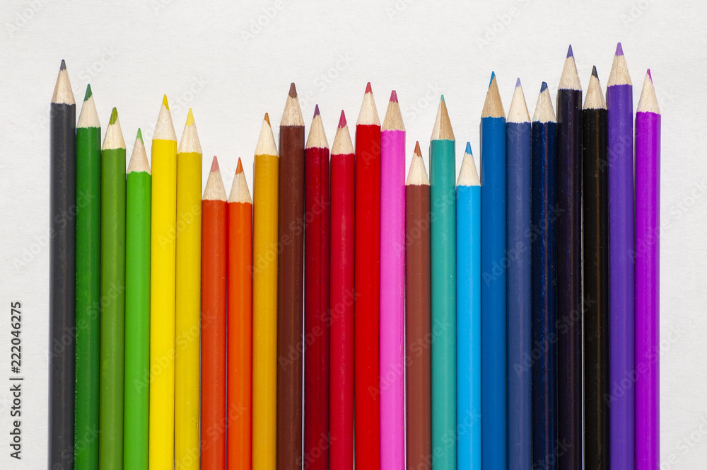 Color pencils isolated on white background, Close up Color pencils isolated on white background, Close up