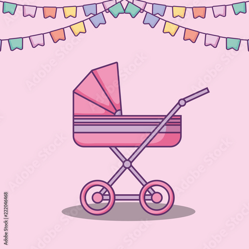 baby shower card with cart