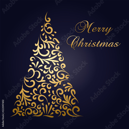 Elegante Christmas tree background, gold ornament