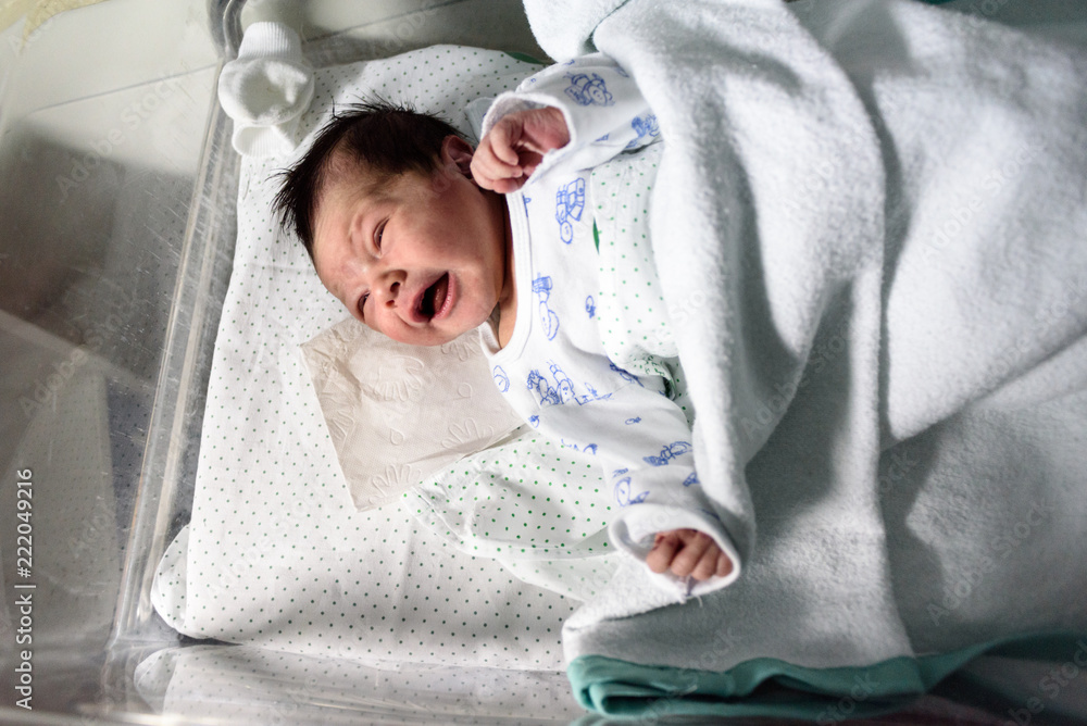 Bebé recién nacido en cuna de hospital 13 Stock Photo | Adobe Stock