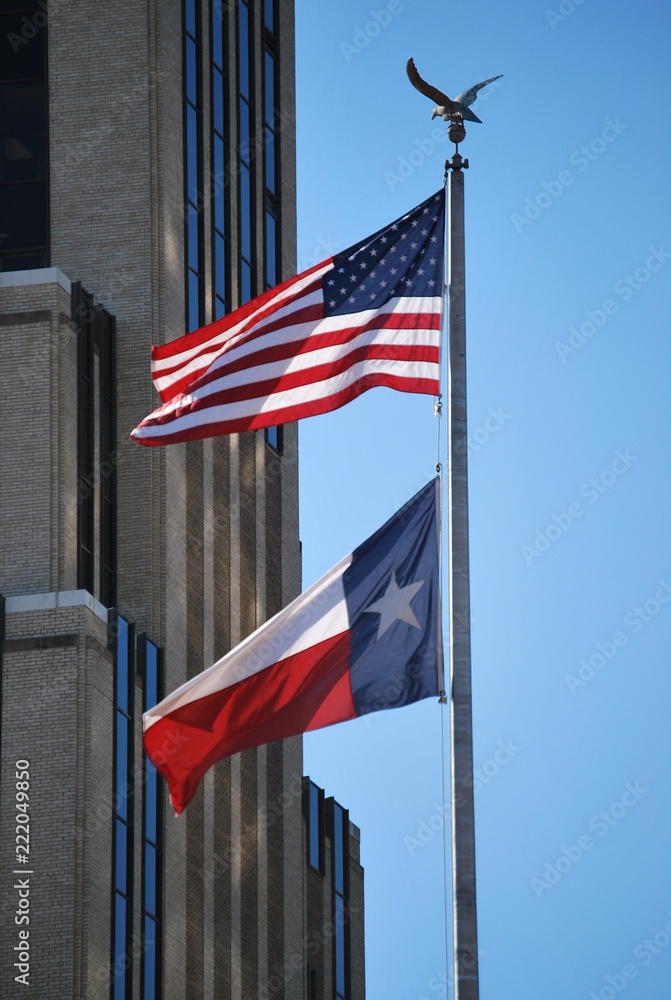 American and Texan Flags