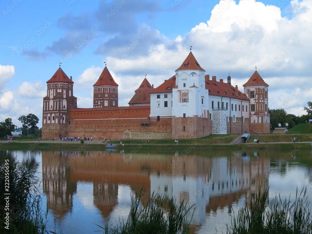 Mir castle in the Republic of Belarus. Year of construction 1520. Historical and cultural value of national importance and world cultural heritage of UNESCO.