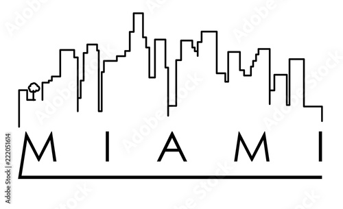 Miami City Line Silhouette Typographic Design