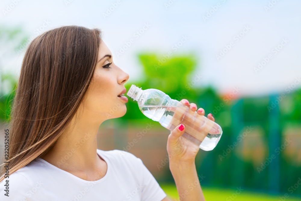 Water drinking smiling woman attractive beautiful beauty Water drinking smiling woman attractive beautiful beauty