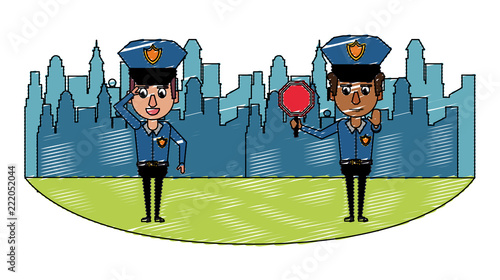 Cops in the city scribble