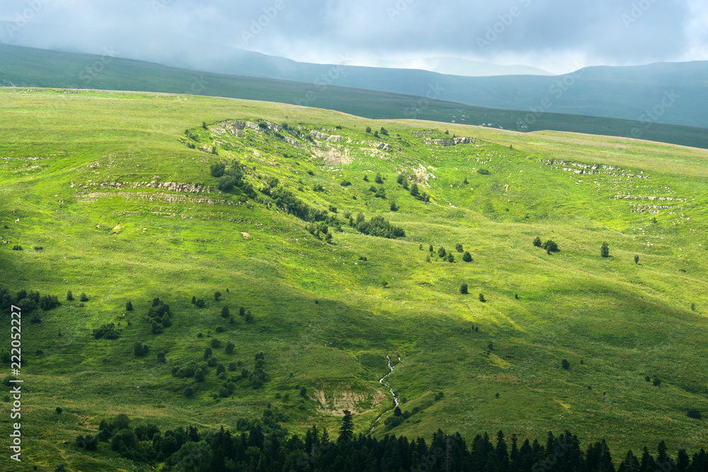 Mountain landscape of highland Lagonaki, Republic of Adygea, Russia