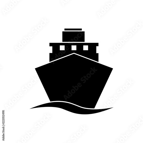 Ship icon, silhouette, logo on white background