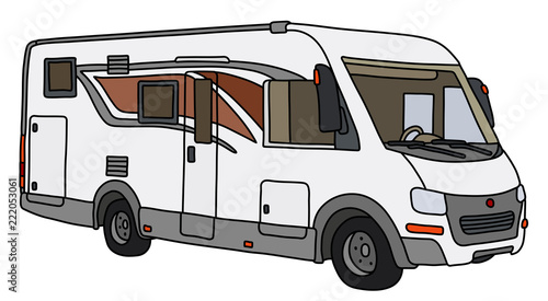The modern white large motor home