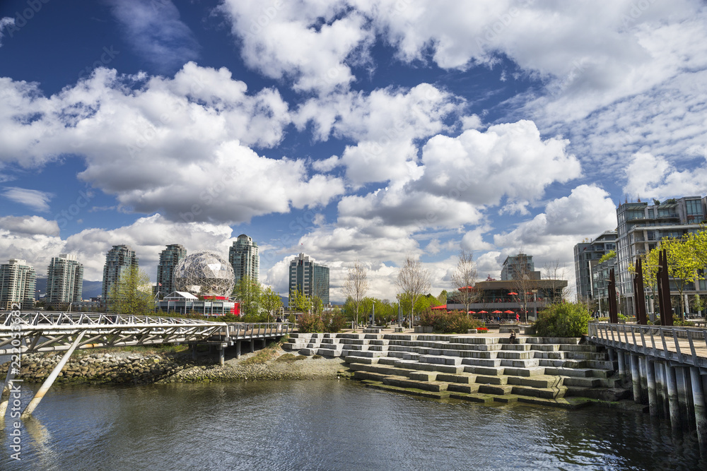 Fototapeta premium Vancouver Science World and Olympic Village in British Columbia Canada
