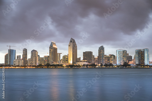 City centre over San Diego Bay at night in California USA