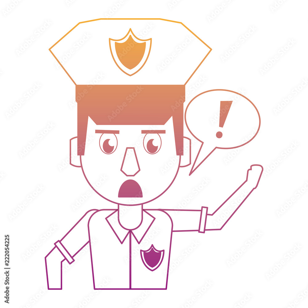 Fototapeta premium Police profile cartoon rainbow lines