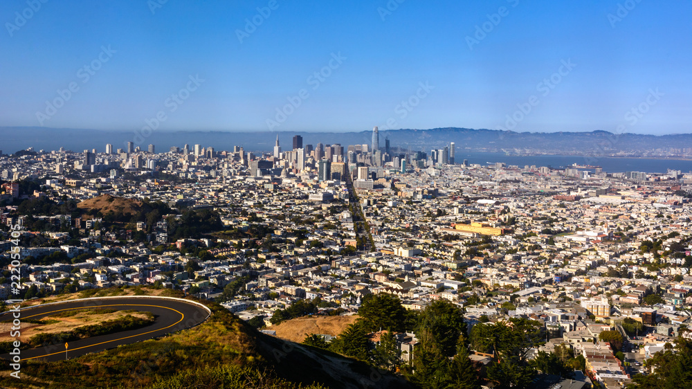 View Of Downtown San Francisco From Twin Peaks At Sunset