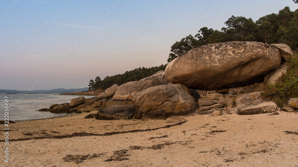 giant rock on the beach in galicia