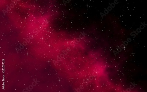 Colorful and beautiful space background. Outer space. Starry outer space texture. Templates, red background. 3D illustration