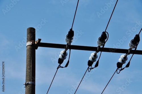 Overhead electricity line of JR Nambu Line, Japan  photo