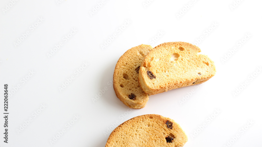 hardtack biscuits with raisins on white background hardtack biscuits with raisins on white background