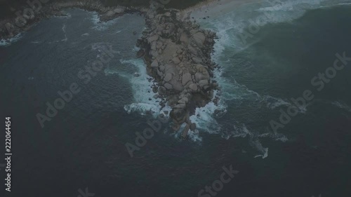 Dramatic aerial flying over Cape Town South Africa at sunrise