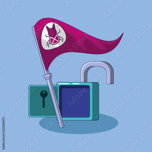 flag bug with padlock