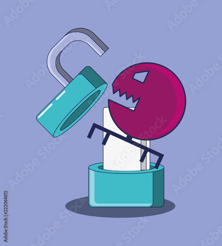 padlock with virus atack