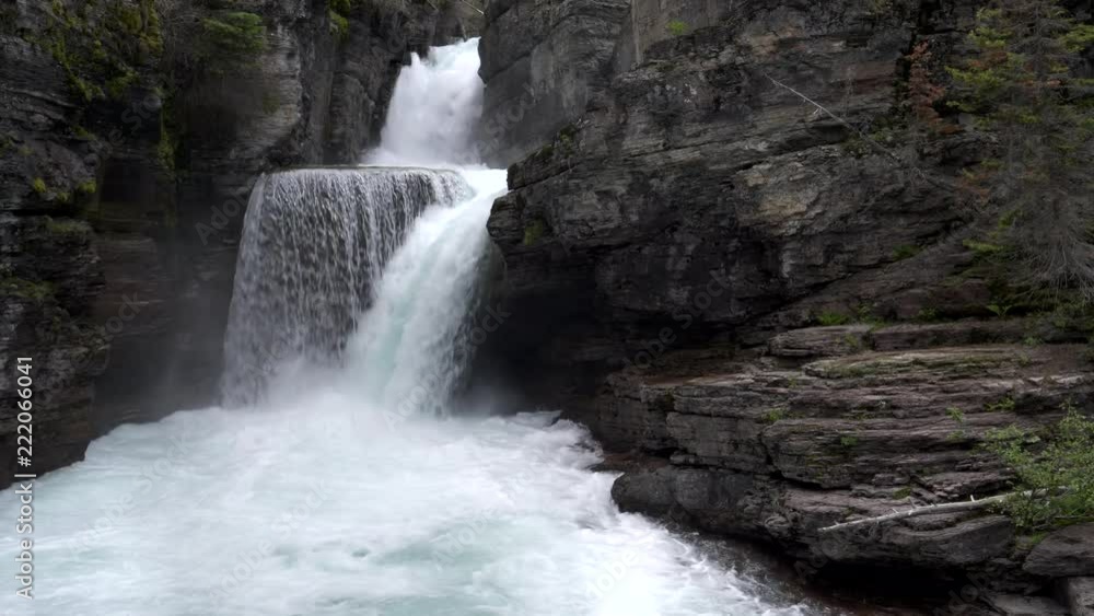 close up of st mary falls at glacier national park in montana, usa