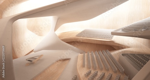 Obraz na płótnie Conceptual abstract design of the interior of the concert hall and grand piano in a modern style. 3D illustration and rendering. w salonie