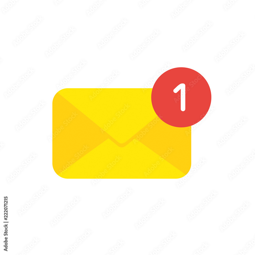 Vector icon concept of closed mail envelope with number one Vector icon concept of closed mail envelope with number one