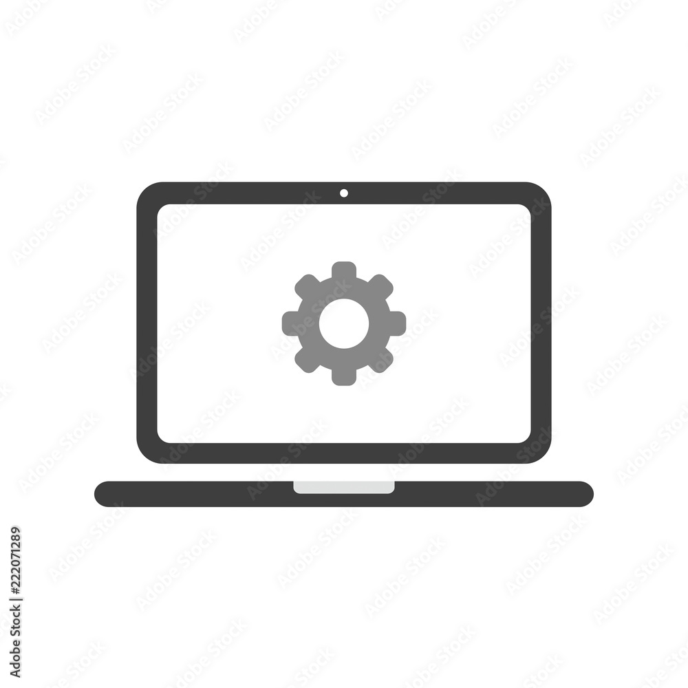 Vector icon concept of laptop computer with gear Vector icon concept of laptop computer with gear