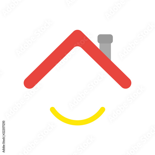 Vector icon concept of house roof with smiling mouth