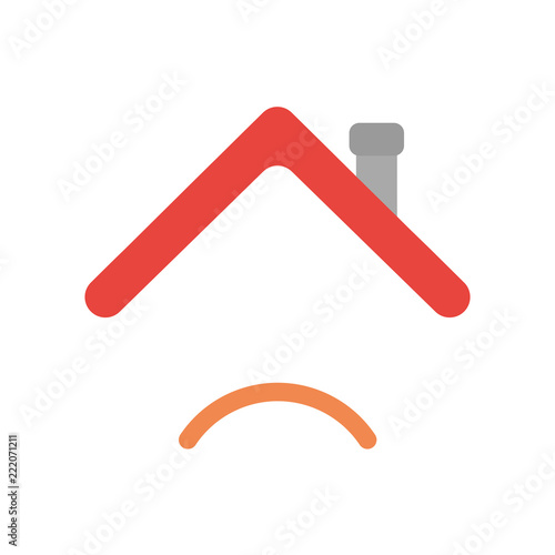 Vector icon concept of house roof with sulking mouth