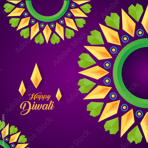 happy diwali festival design with candle and ornament