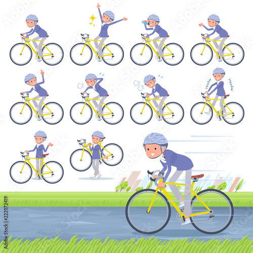 flat type blue one piece old women_road bike