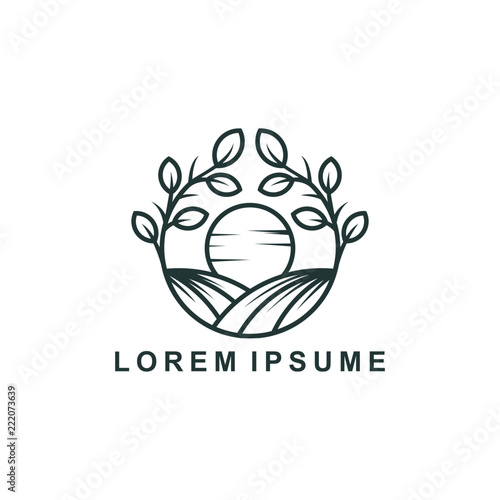 Agriculture logo design, eco farm icon symbol vector illustration