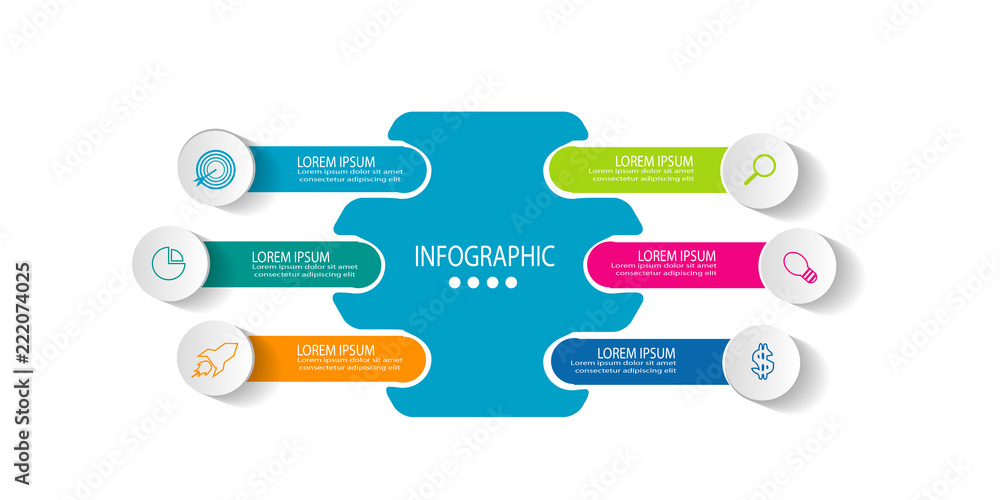 Naklejka premium Modern eye catching chart data timeline infographic element template vector