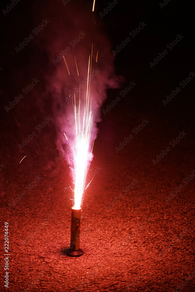  fountain fireworks stream into dark night