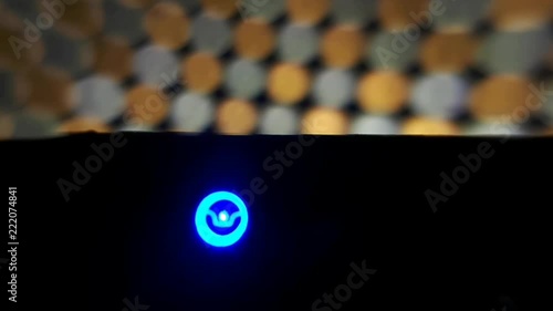 Close Up of Blue LED Light Diode. LED Bokeh Background photo