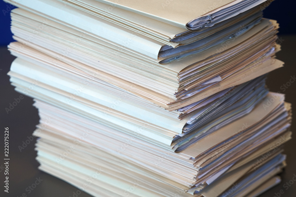 close up on the stacking documents and folders close up on the stacking documents and folders