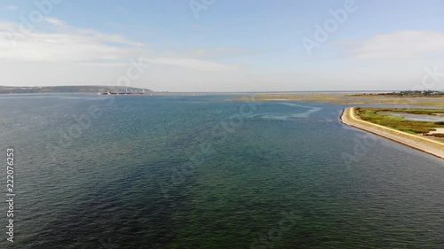 Aerial shot of the blue water at Lymington in Hampshire photo