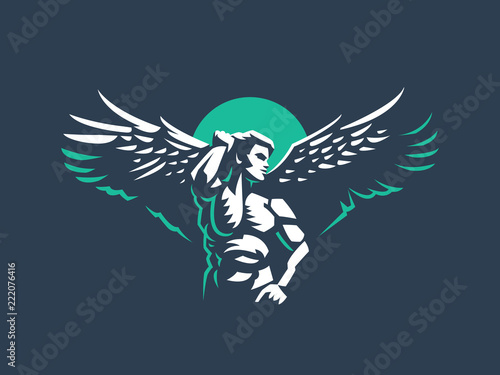 Angel man. Vector emblem. photo